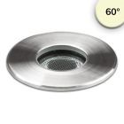 Spot LED encastré, inox, 2W, 60°, IP67, 12V AC/DC, blanc chaud