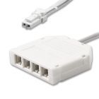 MiniAMP distributeur 4 voies (1 fiche mâle vers 4 prises femelles), 30cm, 2 pôles, blanc, max. 3,5A