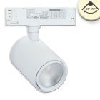 Projecteur sur rail triphasé focalisable, 42W, 20°-70°, blanc mat, 3000K, IRC92, dimmable