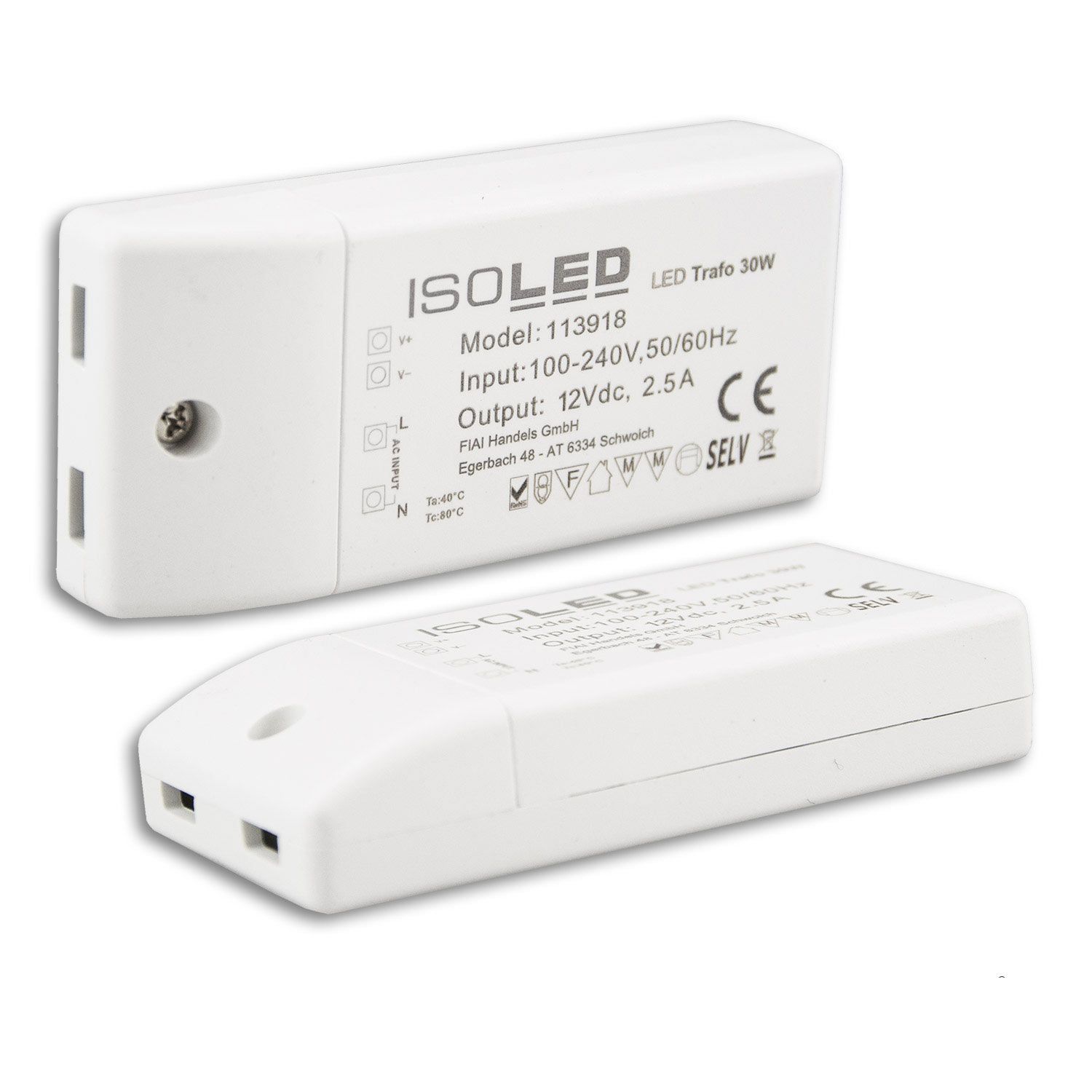 Indoor transformer with IP20 for 12V for sustainable LED lighting