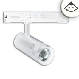 Projecteur sur rail triphasé focalisable, 24W, 20°55°, blanc mat