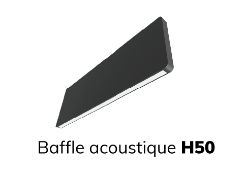 Un haut-parleur noir rectangulaire semble flotter dans l'air, avec son bord orient&eacute; vers l'avant.