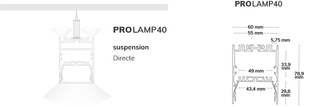 Modulares Lichtsystem Pendelleuchten PROLAMP40