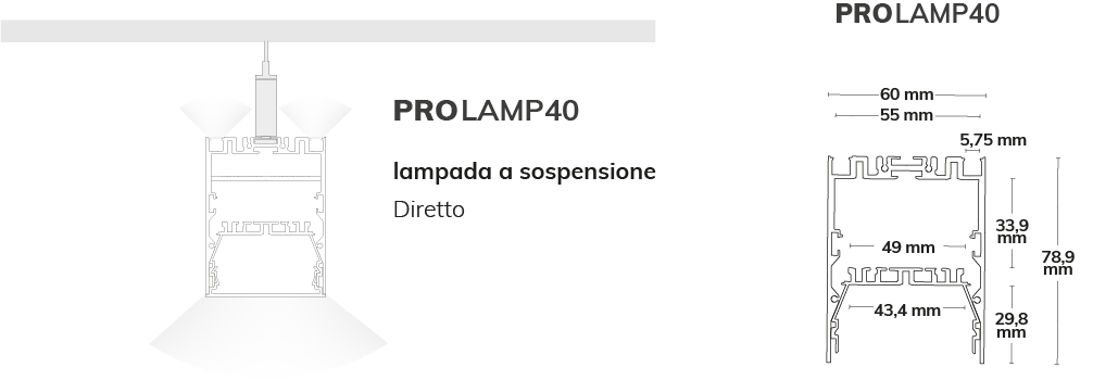 Modulares Lichtsystem Pendelleuchten PROLAMP40